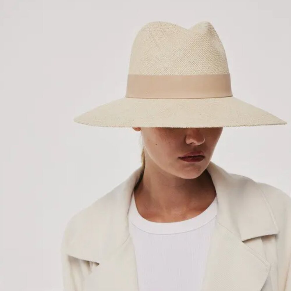 JANESSA LEONÉ Eleanor Panama Straw Fedora | Like-New | Size L | Retails $370